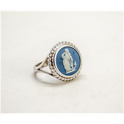 WEDGEWOOD HOPE AND ANCHOR STERLING RING SZ 5