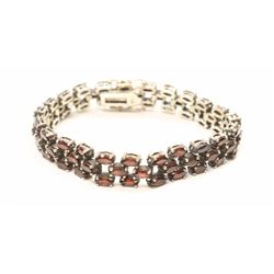 925 SILVER AND GARNET BRACELET 7 INCH
