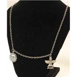 PEWTER NECKLACE W SUN AND FIGURE CHARMS