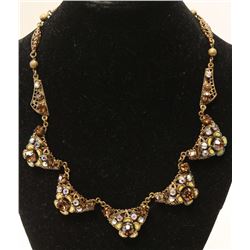 GERMAN VINTAGE COSTUME NECKLACE W FLOWERS 17"