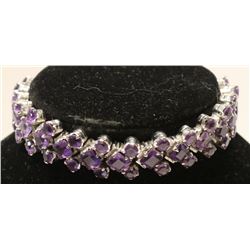 925 SILVER AND AMETHYST BRACELET 7 INCH