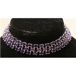 ADI 925 SILVER AND AMETHYST BRACELET 8 INCH