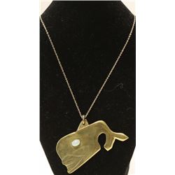 INUIT STYLE ARTISAN WHALE PENDANT BRASS