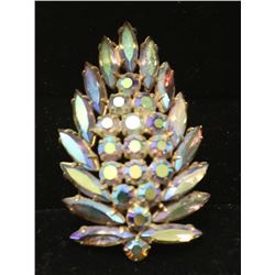 VINTAGE IRIDESCENT BLUE COSTUME JEWELLERY BROOCH