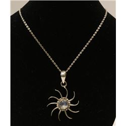 925 SILVER SUN PENDANT ON 16 IN CABLE CHAIN
