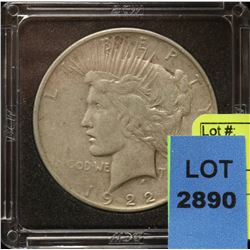 1922 US SILVER PEACE DOLLAR IN COIN HOLDER