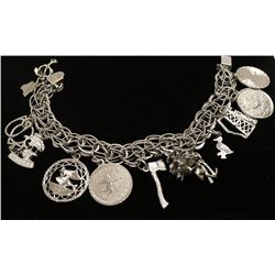 STERLING SILVER CHARM BRACELET 36G 7.5”