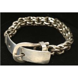 LARGE STERLING SILVER BUCKLE BRACELET 108G