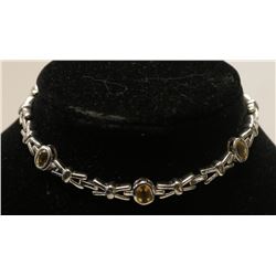 925 SILVER AND CITRINE BRACELET  9"