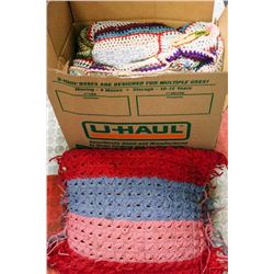 BOX OF ASSORTED HANDMADE BLANKETS