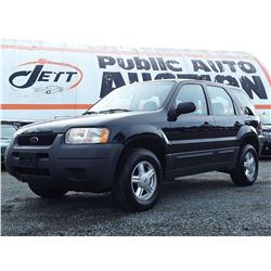 F5 --  2003 FORD ESCAPE XLS , Black , 88,207 MILES  KM's