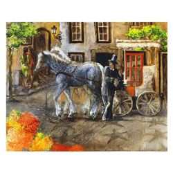 Lena Sotskova,  Town in Bloom  Hand Signed, Artist Embellished Limited Edition Giclee on Canvas with