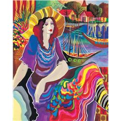 Patricia Govezensky- Original Giclee on Canvas  Lady by the Bayside 