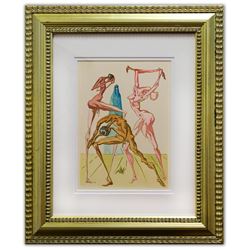 Salvador Dali- Original Color Woodcut on B.F.K. Rives Paper "Inferno 26"