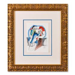 Yuroz, Framed Original Mixed Media Watercolor Painting, Hand Signed with Letter of Authenticity.