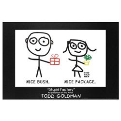 "Nice Package. Nice Bush." Collectible Lithograph (36" x 24") by Renowned Pop Artist Todd Goldman.