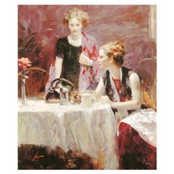 Pino (1931-2010), "After Dinner" Limited Edition on Canvas, Numbered and Hand Signed with Certificat