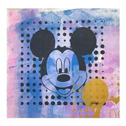 Gail Rodgers, "Mickey Mouse" Hand Signed Original Hand Pulled Silkscreen Mixed Media on Canvas with 