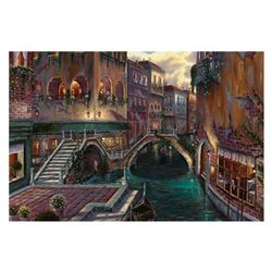 Robert Finale, "Venice Romance" Hand Signed, Artist Embellished Limited Edition on Canvas with COA.