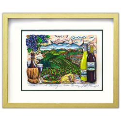 Charles Fazzino- 3D Construction Silkscreen Serigraph "A Tasting in Wine Country"