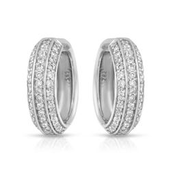 Natural 0.92 CTW Diamond Earrings 14K White Gold - REF-104R4K