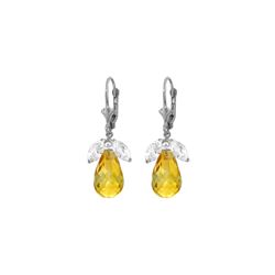 Genuine 14.4 ctw White Topaz & Citrine Earrings 14KT White Gold - REF-46K7V