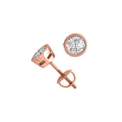 14K Rose Gold 2.03 ctw Natural Diamond Stud Earrings - REF-519M2K