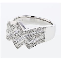 Natural 0.67 CTW Baguette & Diamond Ring 18K White Gold - REF-172X8T