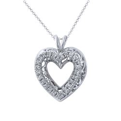 Natural 0.68 CTW Diamond Necklace 14K White Gold - REF-120X6T