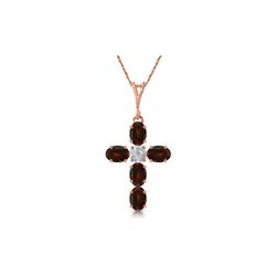 Genuine 1.88 ctw Garnet & Diamond Necklace 14KT Rose Gold - REF-39V8W