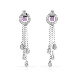 Natural 1.05 CTW Pink Sapphire & Diamond Earrings 14K White Gold - REF-83R7K
