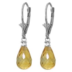 Genuine 4.6 ctw Citrine & Diamond Earrings 14KT White Gold - REF-30T2A