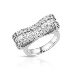 Natural 1.49 CTW Baguette & Diamond Ring 18K White Gold - REF-255R6K