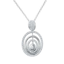 Natural 0.54 CTW Diamond Necklace 18K White Gold - REF-105R3K