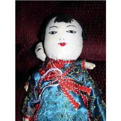 11" Chinese Mother Cloth Doll With Child & Tag #1502160