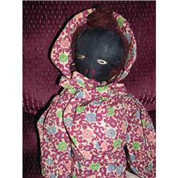 14"  Black Cloth Doll With Stitched Features #1502161