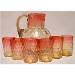 AMBERINA PITCHER & 6 TUMBLERS!  #1502213