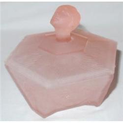 VAMP Pink Satin Glass Art Deco Powder Jar #1502286