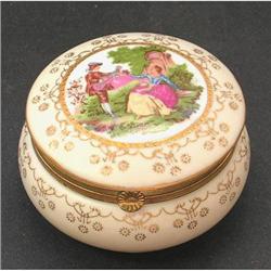 German Porcelain Flirt Scene Trinket Jar #1502395