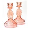 Image 1 : Walther Glass Pink WALTRAUT Candlesticks #1502421