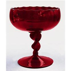 Ruby Red Elegant Depression Glass TWIST Compote#1502467