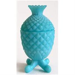 Portieux Pineapple Blue Milk Glass Candy Jar #1502476