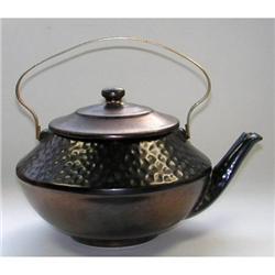 McCoy Black Teapot Cookie Jar w Brass Handle #1502519