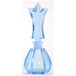 Ice Blue Lead Crystal Art Deco Perfume Bottle #1502538