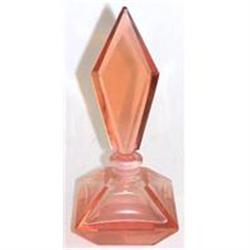Pink Cut Crystal Art Deco Perfume Bottle  #1502543