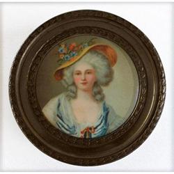 Victorian Lady Portrait on Brass Powder Jar #1502562