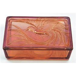 Empress Bird Pink Pressed Glass Dresser Jar #1502581