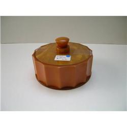 Bakelite Deco Ribbed Molasses Colored Box #1502702