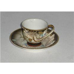 Japanese Dragon Moriage Design Cup and Saucer #1502752