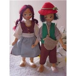 Doll Wooden Poland BOY AND GIRL  Wood 1970s #1503105